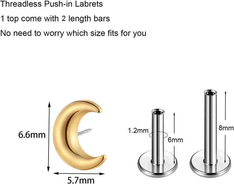 TOMIDES 1Pcs G23 Titanium Flat Back Earrings Studs 16g F136 Implant Grade Titanium Labrets Press Fit Threadless Push In Dainty Cartilage Helix Conch Lobe Lip Tragus Piercing Jewelry - Image 2